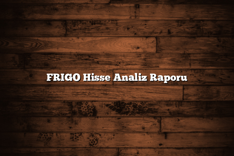 FRIGO Hisse Analiz Raporu
