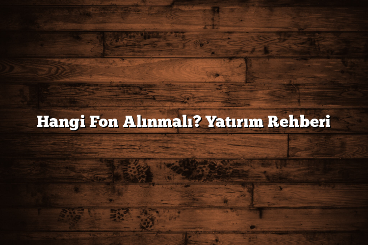 Hangi Fon Alınmalı? Yatırım Rehberi Hangi Fon Alınmalı? Yatırım Rehberi