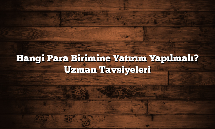 Hangi Para Birimine Yatırım Yapılmalı? Uzman Tavsiyeleri