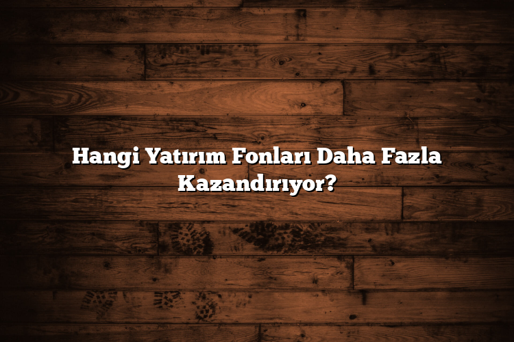 Hangi Yatırım Fonları Daha Fazla Kazandırıyor? Hangi Yatırım Fonları Daha Fazla Kazandırıyor?