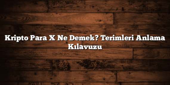 Kripto Para X Ne Demek? Terimleri Anlama Kılavuzu