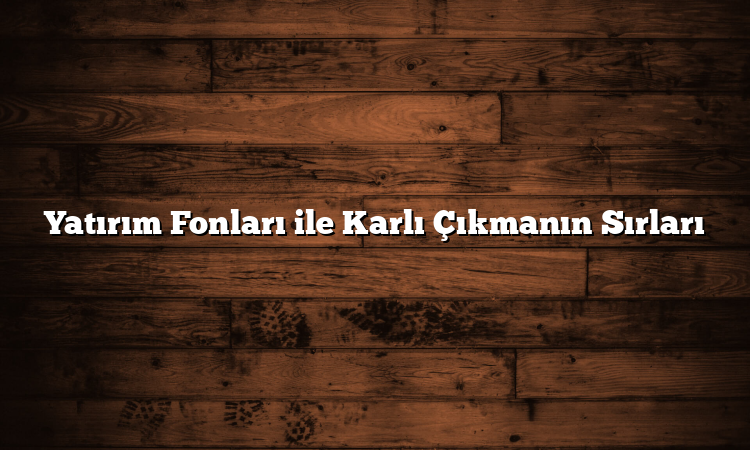 Yatırım Fonları ile Karlı Çıkmanın Sırları