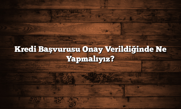 Kredi Başvurusu Onay Verildiğinde Ne Yapmalıyız?