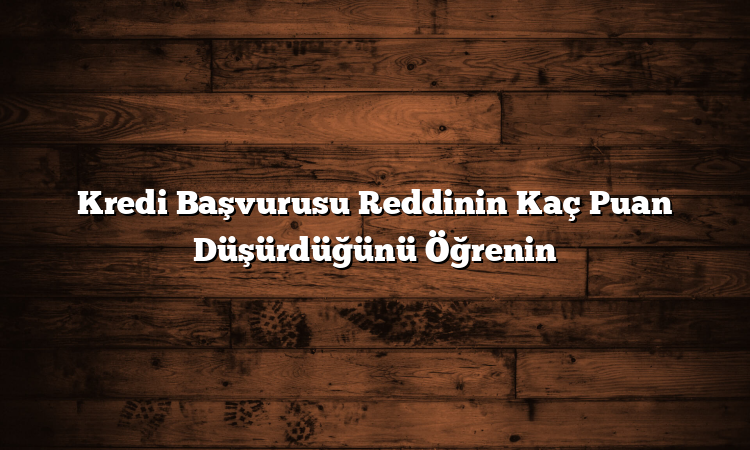 Kredi Başvurusu Reddinin Kaç Puan Düşürdüğünü Öğrenin