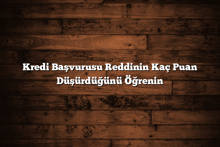 Kredi Başvurusu Reddinin Kaç Puan Düşürdüğünü Öğrenin
