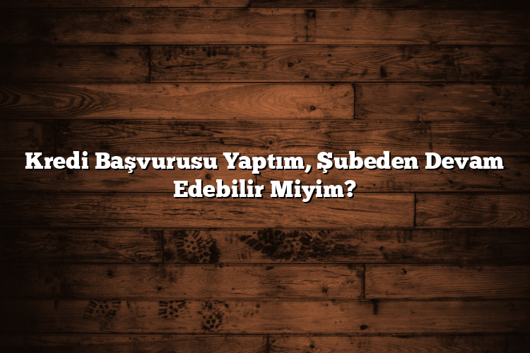 Kredi Başvurusu Yaptım, Şubeden Devam Edebilir Miyim?