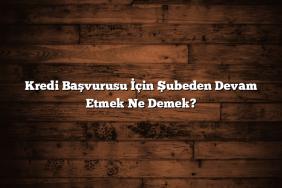 Kredi Başvurusu İçin Şubeden Devam Etmek Ne Demek?