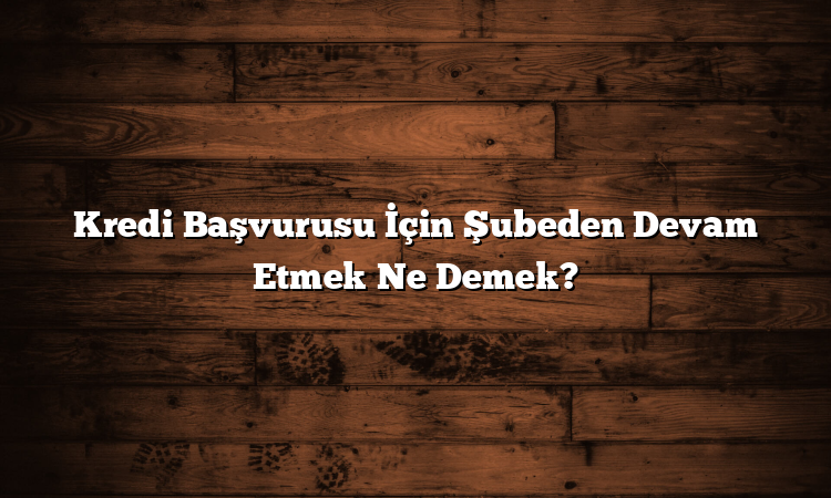 Kredi Başvurusu İçin Şubeden Devam Etmek Ne Demek?