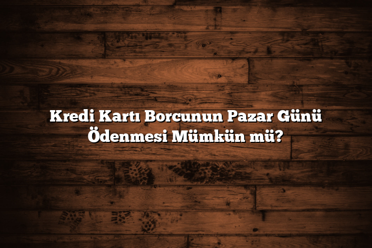 Kredi Kartı Borcunun Pazar Günü Ödenmesi Mümkün mü? Kredi Kartı Borcunun Pazar Günü Ödenmesi Mümkün mü?