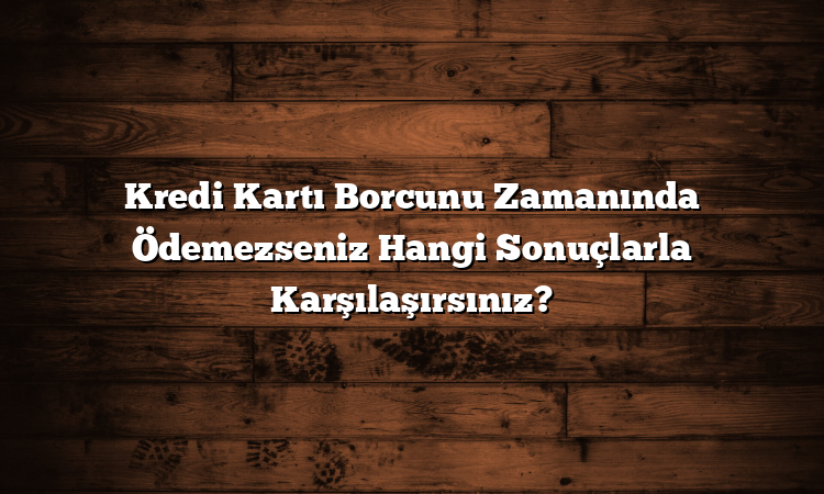 Kredi Kartı Borcunu Zamanında Ödemezseniz Hangi Sonuçlarla Karşılaşırsınız?