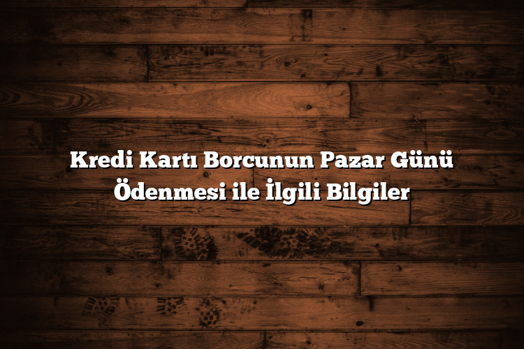 Kredi Kartı Borcunun Pazar Günü Ödenmesi ile İlgili Bilgiler