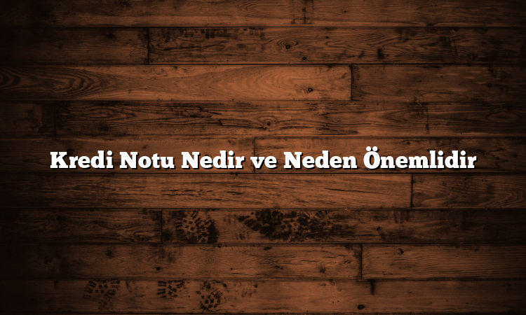 Kredi Notu Nedir ve Neden Önemlidir