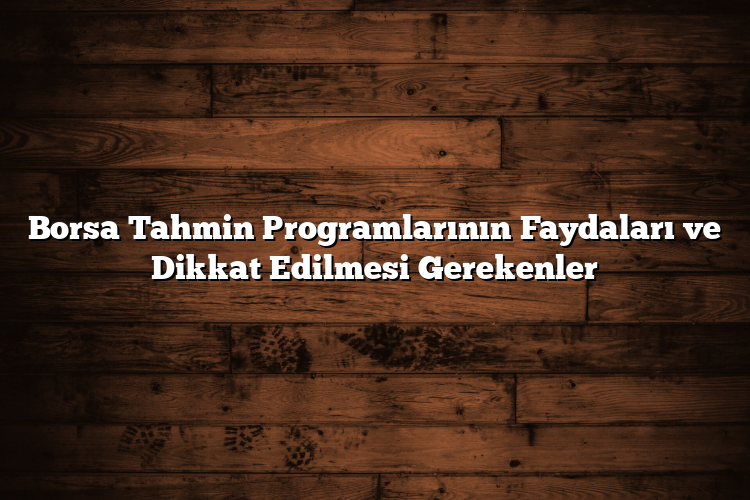 Borsa Tahmin Programlarının Faydaları ve Dikkat Edilmesi Gerekenler Borsa Tahmin Programlarının Faydaları ve Dikkat Edilmesi Gerekenler