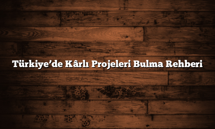 Türkiye’de Kârlı Projeleri Bulma Rehberi