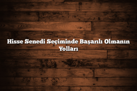 Hisse Senedi Seçiminde Başarılı Olmanın Yolları