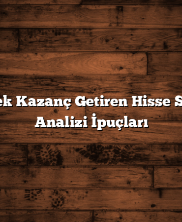 Yüksek Kazanç Getiren Hisse Senedi Analizi İpuçları
