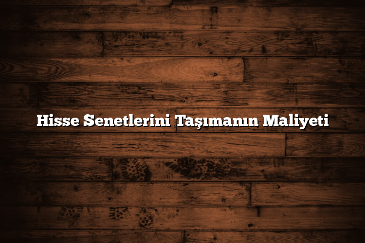 Hisse Senetlerini Taşımanın Maliyeti