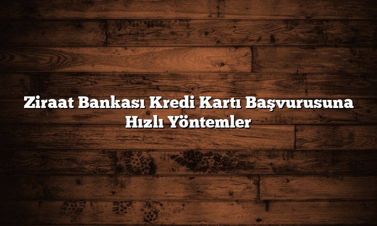 Ziraat Bankası Kredi Kartı Başvurusuna Hızlı Yöntemler