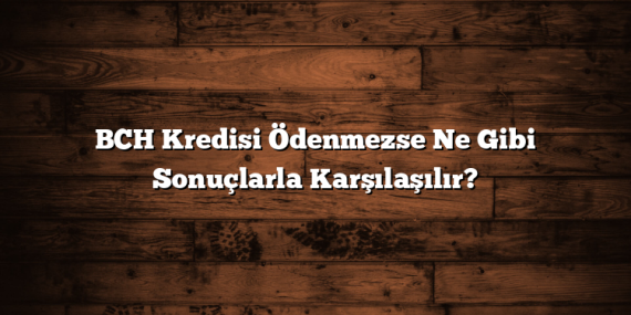 BCH Kredisi Ödenmezse Ne Gibi Sonuçlarla Karşılaşılır?