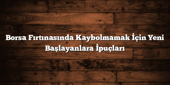Borsa Fırtınasında Kaybolmamak İçin Yeni Başlayanlara İpuçları