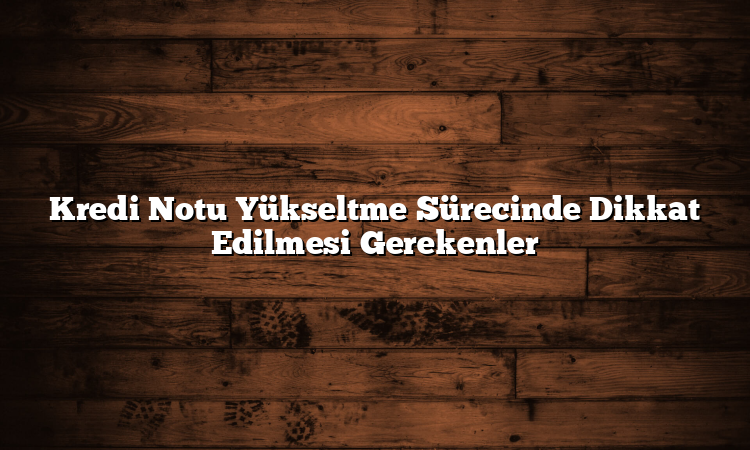 Kredi Notu Yükseltme Sürecinde Dikkat Edilmesi Gerekenler