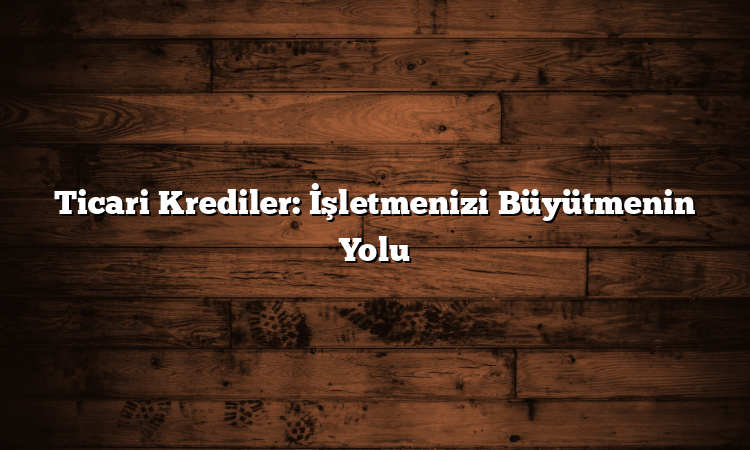 Ticari Krediler: İşletmenizi Büyütmenin Yolu