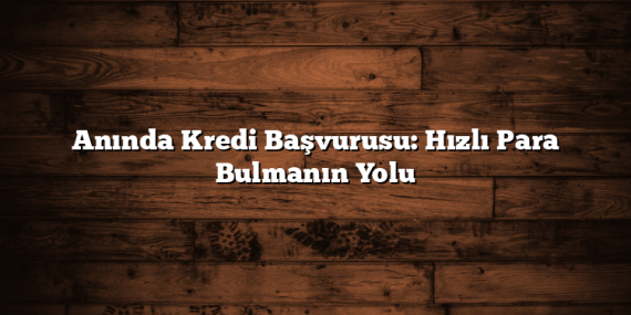 Anında Kredi Başvurusu: Hızlı Para Bulmanın Yolu