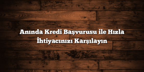 Anında Kredi Başvurusu ile Hızla İhtiyacınızı Karşılayın