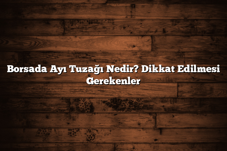 Borsada Ayı Tuzağı Nedir? Dikkat Edilmesi Gerekenler