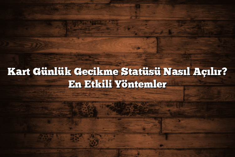 Kart Günlük Gecikme Statüsü Nasıl Açılır? En Etkili Yöntemler Kart Günlük Gecikme Statüsü Nasıl Açılır? En Etkili Yöntemler