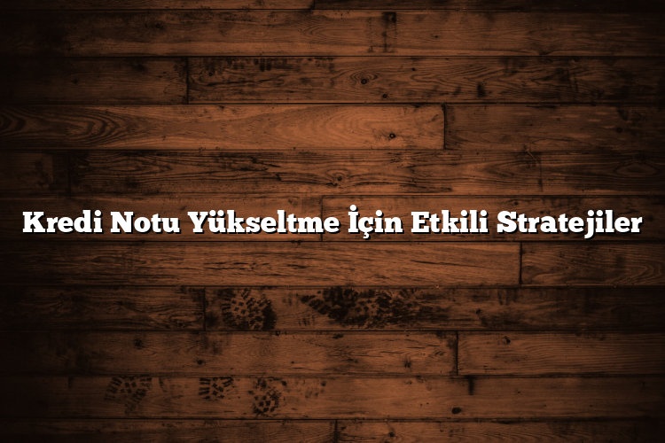Kredi Notu Yükseltme İçin Etkili Stratejiler