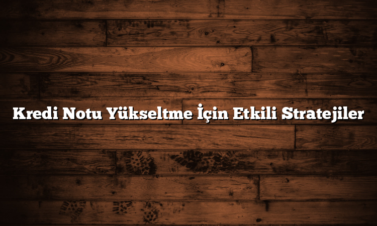 Kredi Notu Yükseltme İçin Etkili Stratejiler
