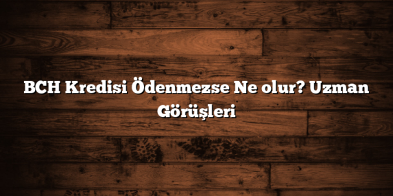 BCH Kredisi Ödenmezse Ne olur? Uzman Görüşleri