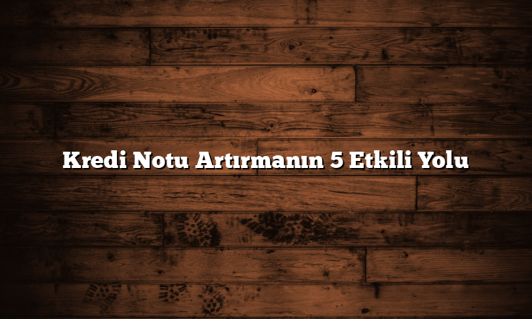 Kredi Notu Artırmanın 5 Etkili Yolu