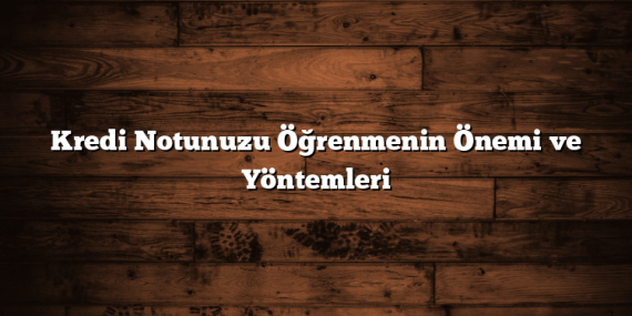 Kredi Notunuzu Öğrenmenin Önemi ve Yöntemleri