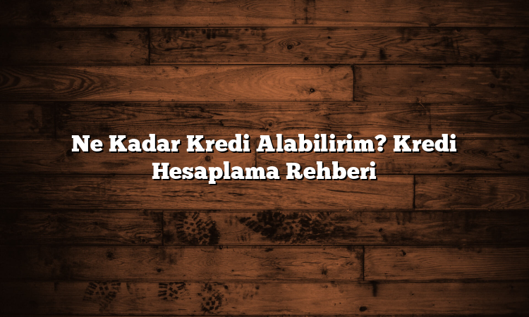 Ne Kadar Kredi Alabilirim? Kredi Hesaplama Rehberi