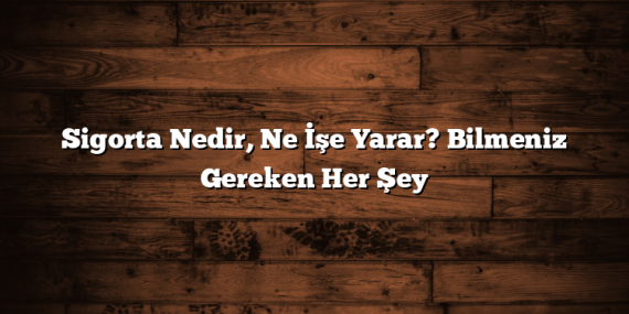 Sigorta Nedir, Ne İşe Yarar? Bilmeniz Gereken Her Şey
