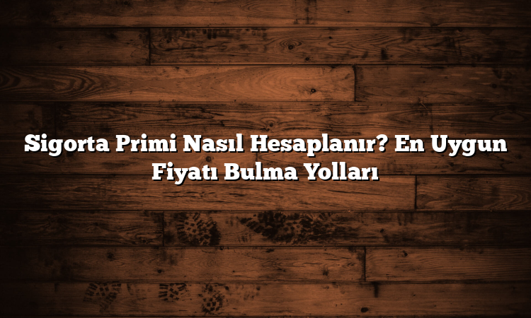 Sigorta Primi Nasıl Hesaplanır? En Uygun Fiyatı Bulma Yolları