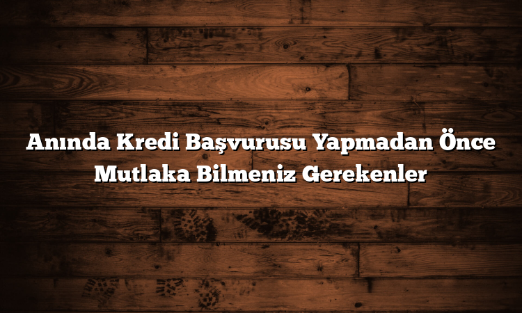 Anında Kredi Başvurusu Yapmadan Önce Mutlaka Bilmeniz Gerekenler