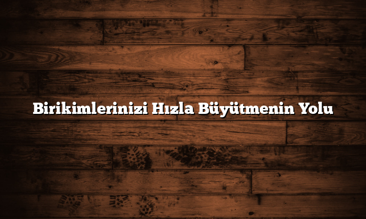 Birikimlerinizi Hızla Büyütmenin Yolu