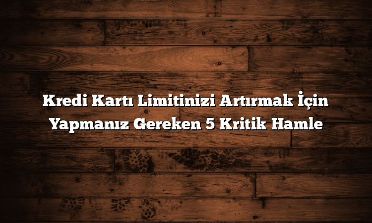 Kredi Kartı Limitinizi Artırmak İçin Yapmanız Gereken 5 Kritik Hamle