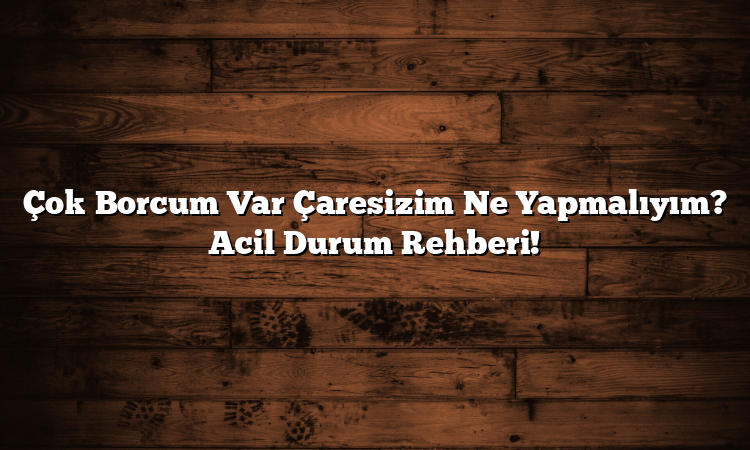 Çok Borcum Var Çaresizim Ne Yapmalıyım? Acil Durum Rehberi!