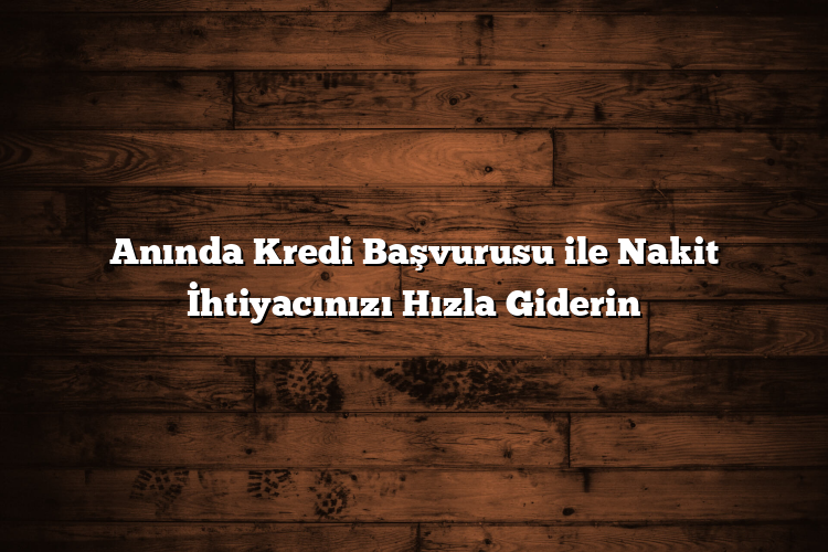 Anında Kredi Başvurusu ile Nakit İhtiyacınızı Hızla Giderin