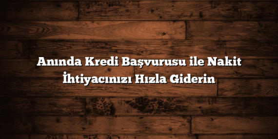 Anında Kredi Başvurusu ile Nakit İhtiyacınızı Hızla Giderin