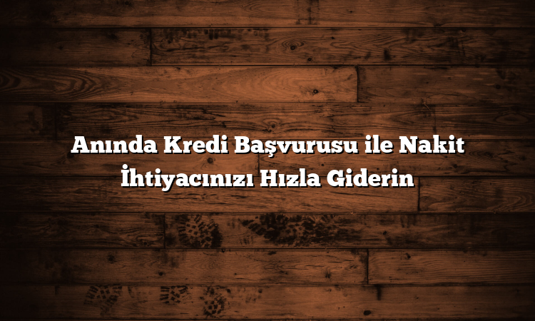 Anında Kredi Başvurusu ile Nakit İhtiyacınızı Hızla Giderin