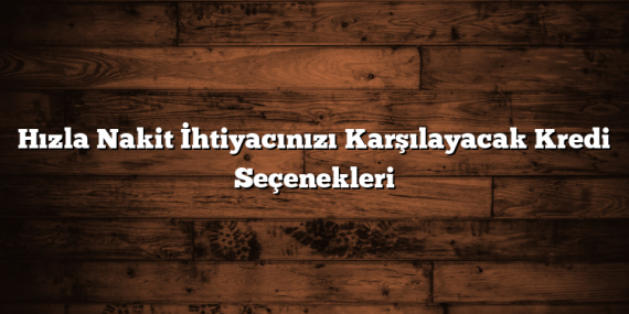 Hızla Nakit İhtiyacınızı Karşılayacak Kredi Seçenekleri