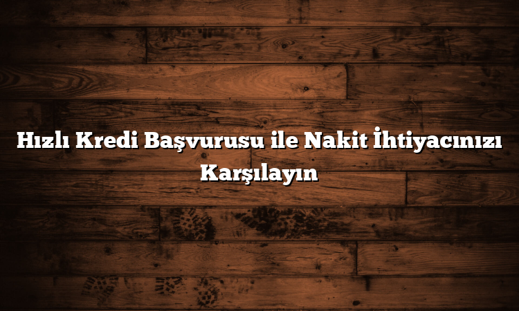 Hızlı Kredi Başvurusu ile Nakit İhtiyacınızı Karşılayın