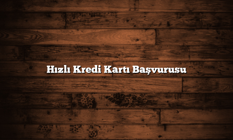 Hızlı Kredi Kartı Başvurusu