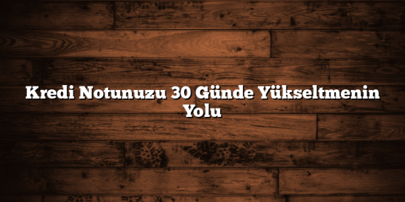 Kredi Notunuzu 30 Günde Yükseltmenin Yolu