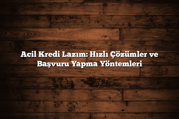 Acil Kredi Lazım: Hızlı Çözümler ve Başvuru Yapma Yöntemleri